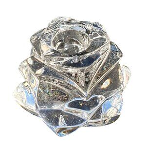 1980s Gorham Candle Stick Holder 2.5” Rose Petal lead crystal West Germany vtg